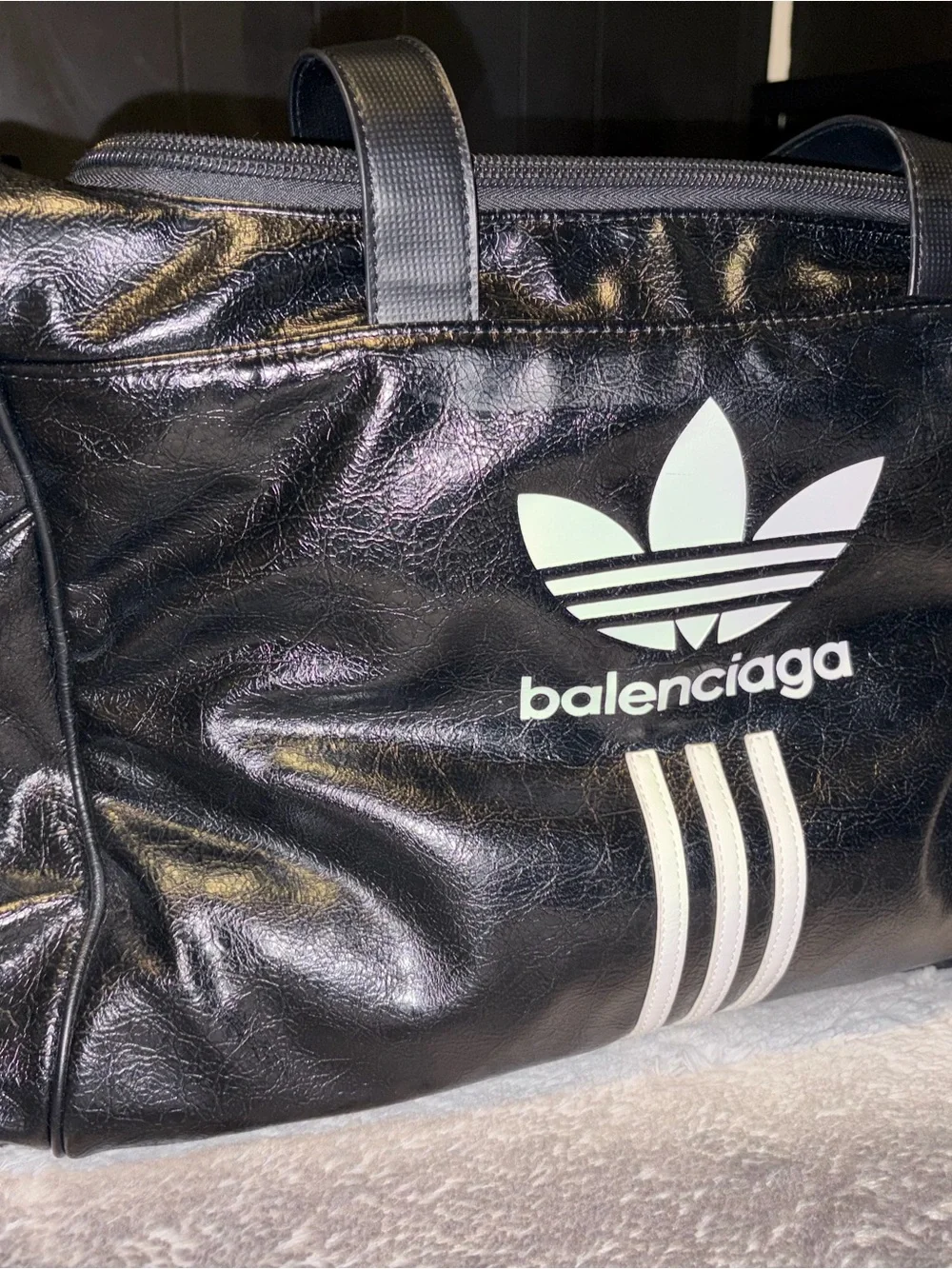 Black Leather Duffel Bag